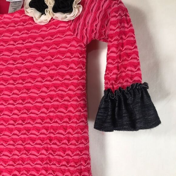 BONNIE JEAN Scrunchie Pink w/Black Style W48218DT Pull-Over Dress 8 - Picture 3 of 7